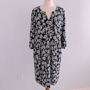 J Jill Floral Print Trimmed Knit Dress
